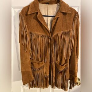 Jo O Kay Vintage Leather Fringed Jacket Coat Unisex Bohemian Western